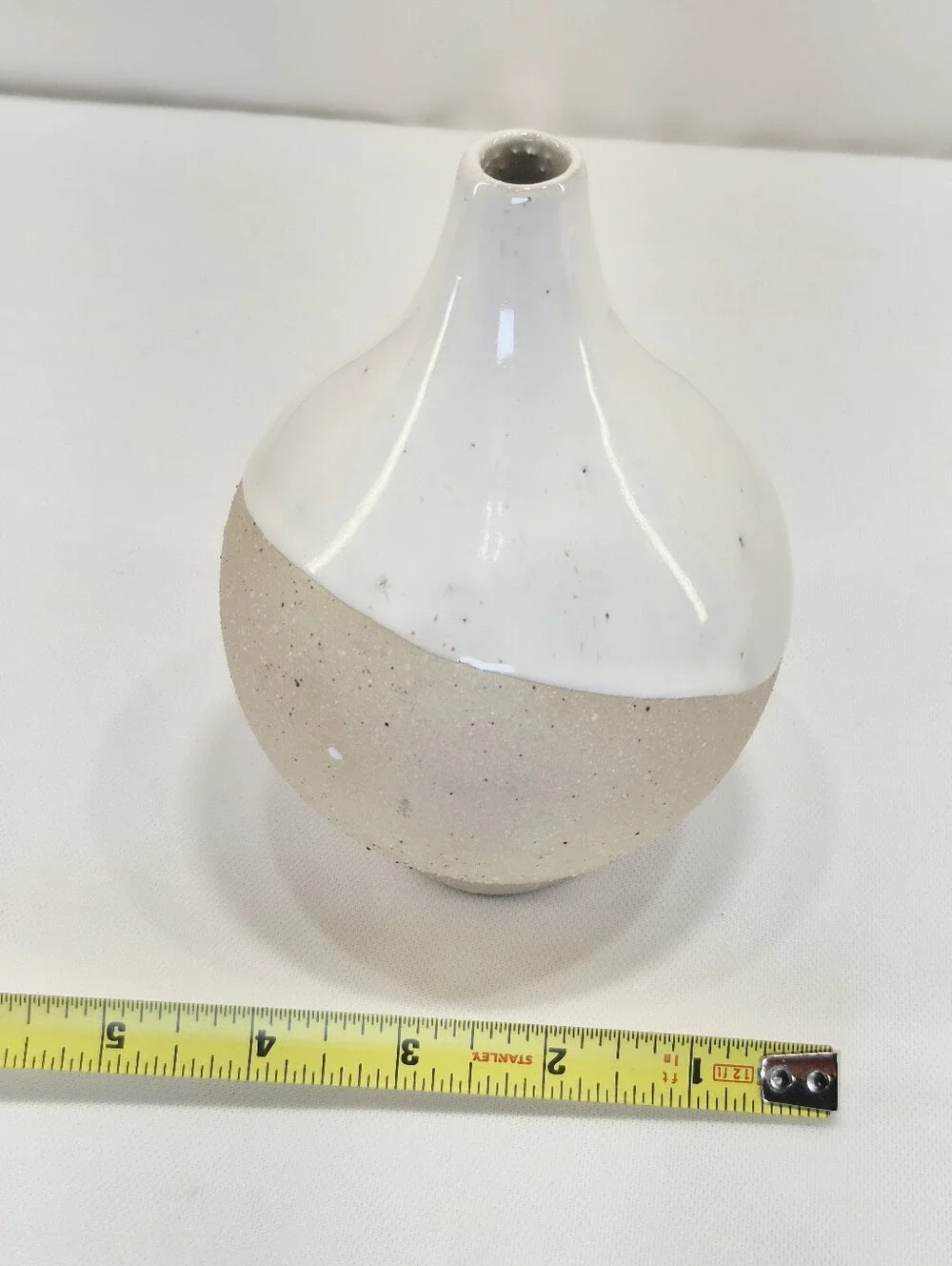 West Elm Half Dipped White Stoneware Small Bud Vase